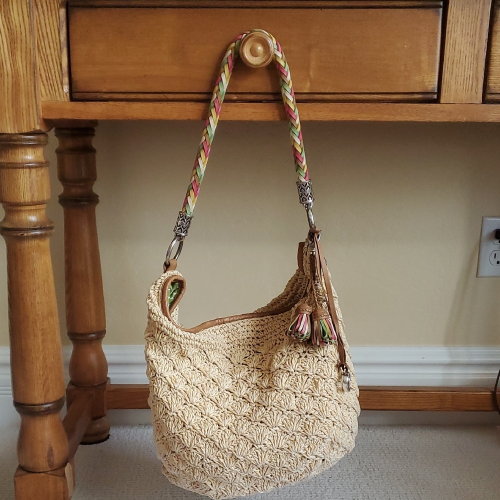 Woven Straw Hobo Bag with Multicolor Braided Strap Brighton Rory